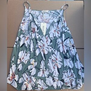 Sage and White Spaghetti Strap Floral Camisole NEW WITH TAGS